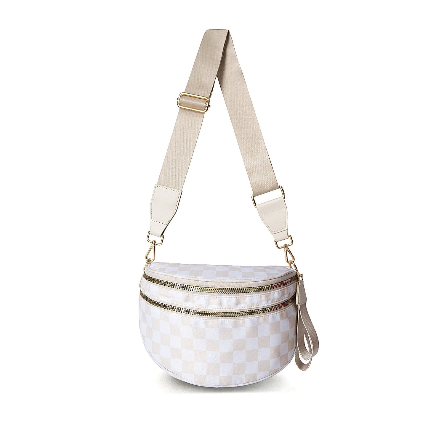 Frankie Oversized Water-Resistant Nylon Double Zip Crescent Sling Bag