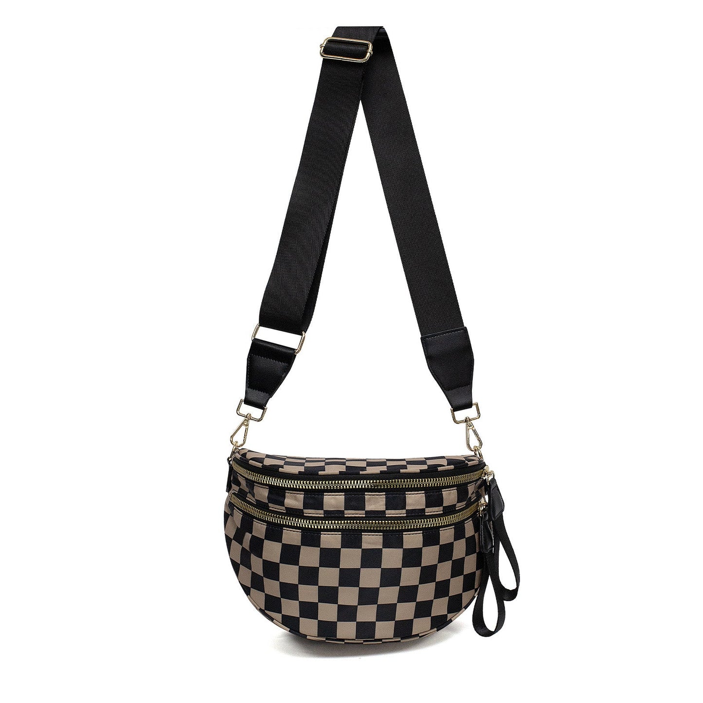 Frankie Oversized Water-Resistant Nylon Double Zip Crescent Sling Bag