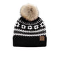 C.C® Rayon Nylon Nordic Fair Isle Faux Fur Pom Beanie Hat | One Size