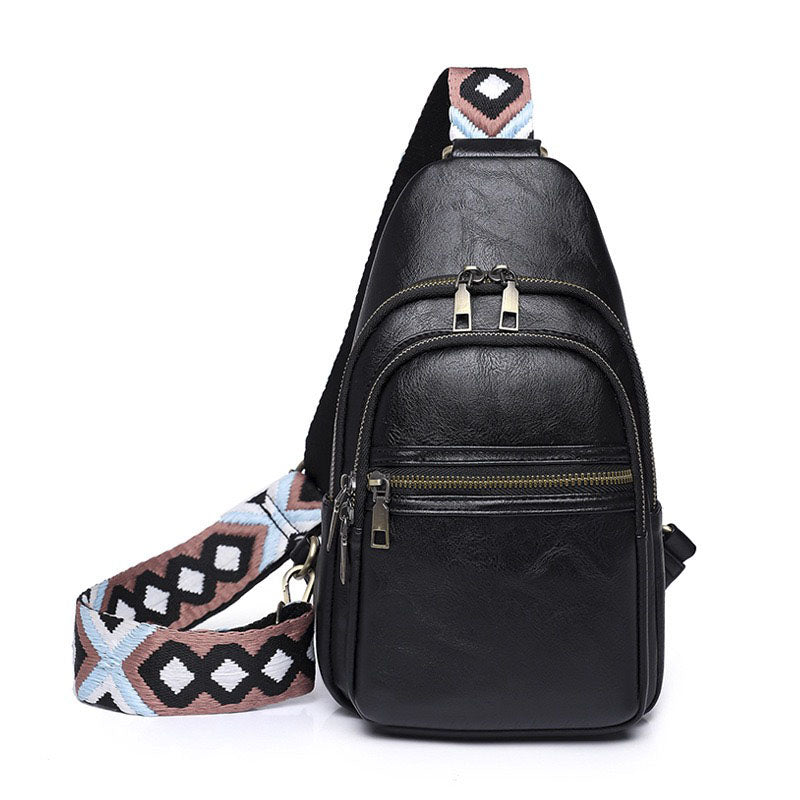 Aili's Corner Sienna Soft Vegan Leather Sling Crossbody Bag with Guitar Strap, Card Slots & Multiple Pockets | Black, Bone, Cognac, Light Gray