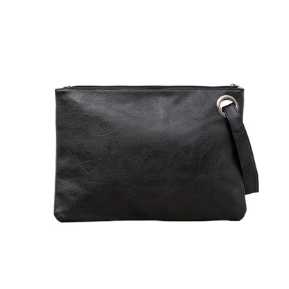 Soft Vegan PU Leather 100% Polyester Lined Grommet Detail Oversized Wristlet Clutch | 12" x 8"
