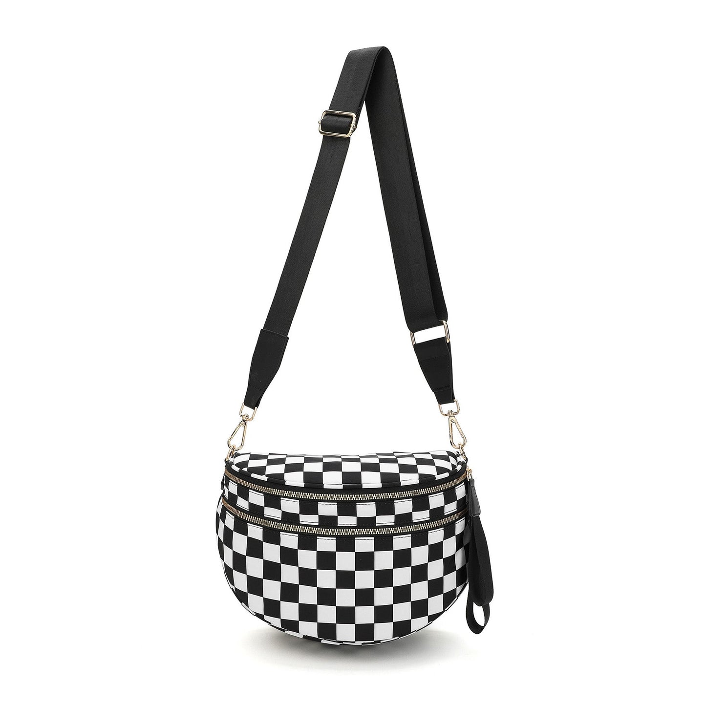 Frankie Oversized Water-Resistant Nylon Double Zip Crescent Sling Bag