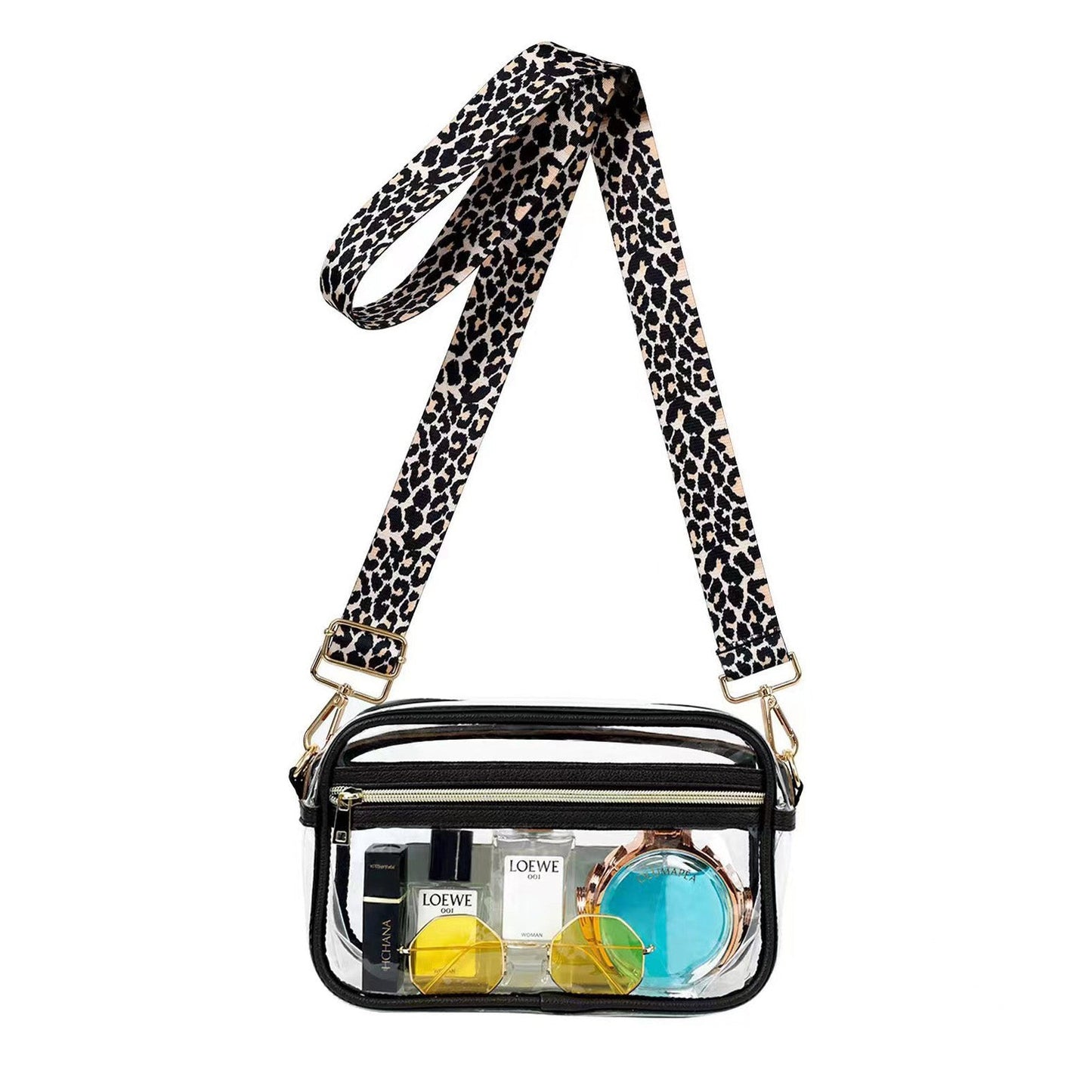 Kendall Leopard Print Stadium-Approved Camera Crossbody Bag