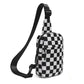 Kenzie Easy-Care Nylon Checkered Sling Crossbody Bag with Card Slots, Hidden Zip Pocket & Double Ring Clasps