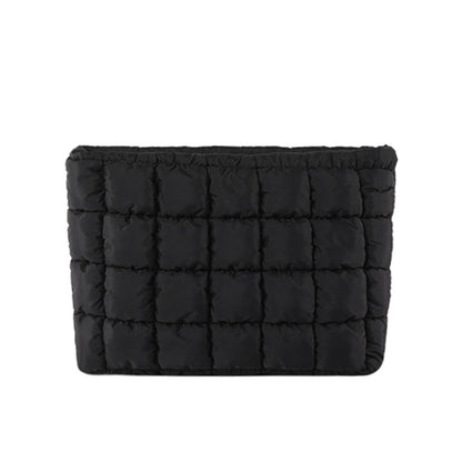 Lainey Quilted Puffer Nylon Clutch Bag with Interior Zip Pocket | Black, Buff, Mocha