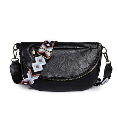 Callie Soft Vegan Leather Fold-Over Crossbody Sling Bag with Guitar Strap