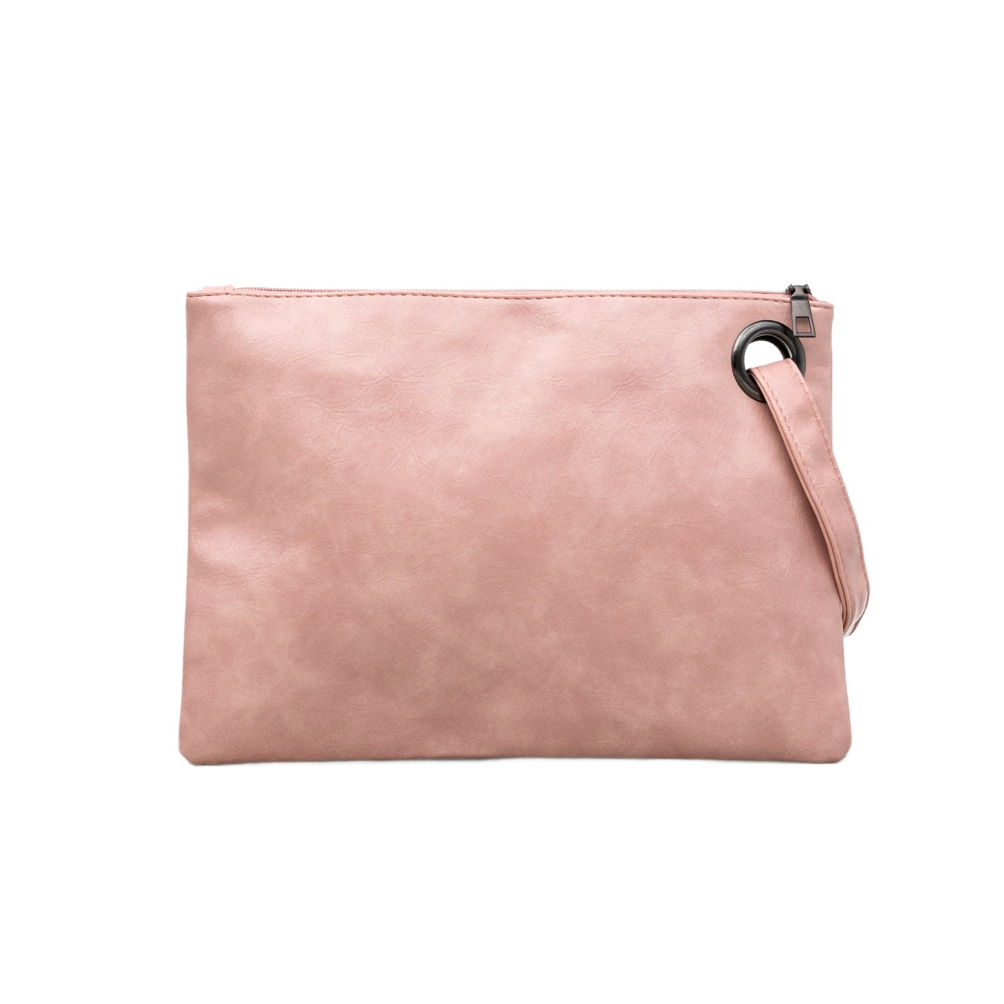 Soft Vegan PU Leather 100% Polyester Lined Grommet Detail Oversized Wristlet Clutch | 12" x 8"