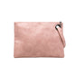Soft Vegan PU Leather 100% Polyester Lined Grommet Detail Oversized Wristlet Clutch | 12" x 8"