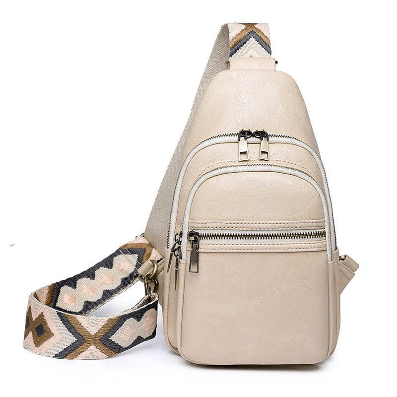Aili's Corner Sienna Soft Vegan Leather Sling Crossbody Bag with Guitar Strap, Card Slots & Multiple Pockets | Black, Bone, Cognac, Light Gray