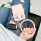 Gold Hardware Key Ring Wristlet Wallet Bracelet with Tassel & 5 Pockets | 4" x 3"