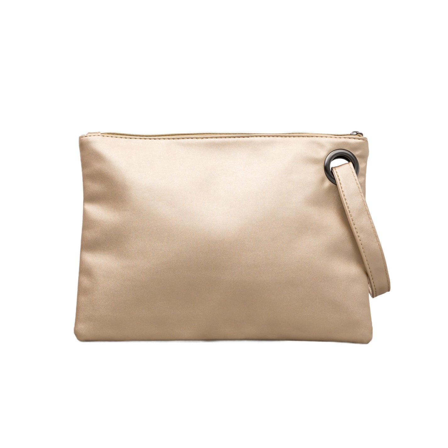 Soft Vegan PU Leather 100% Polyester Lined Grommet Detail Oversized Wristlet Clutch | 12" x 8"