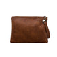 Soft Vegan PU Leather 100% Polyester Lined Grommet Detail Oversized Wristlet Clutch | 12" x 8"