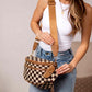 Kaylee Mixed Media Double Zip Crossbody Sling Bag