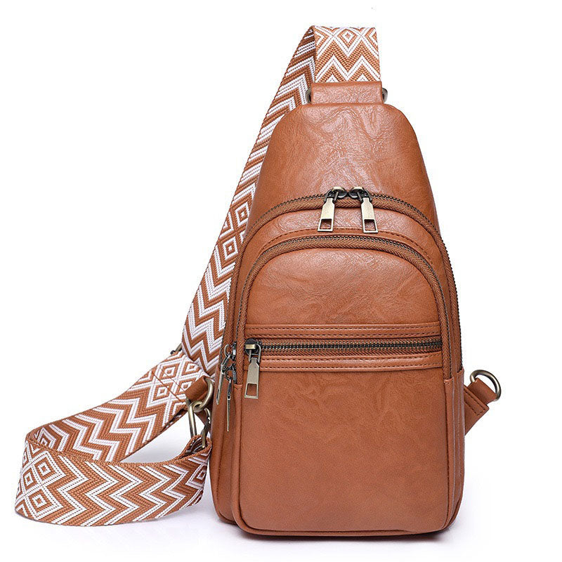 Aili's Corner Sienna Soft Vegan Leather Sling Crossbody Bag with Guitar Strap, Card Slots & Multiple Pockets | Black, Bone, Cognac, Light Gray