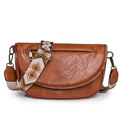 Callie Soft Vegan Leather Fold-Over Crossbody Sling Bag with Guitar Strap