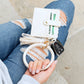 Gold Hardware Clear ID Slot Card Wallet Button Snap Tassel Key Ring Bracelet | 4.5" x 4"