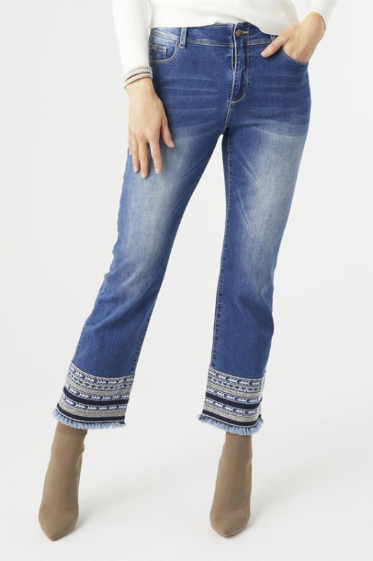 Coco + Carmen OMG ZoeyZip Bootcut Jeans with Embroidered Bottom