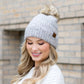 C.C® Acrylic Nylon Cozy Marled Knit Faux Fur Pom Beanie | One Size