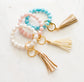 Harper Silicone Bead Key Ring Bracelet with Faux Leather Tassel | One Size