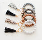 Harper Silicone Bead Key Ring Bracelet with Faux Leather Tassel | One Size
