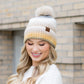 C.C® Acrylic Wool Ombre Knit Faux Fur Pom Beanie | One Size