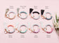 Silicone Color Block PU Leather Wood Geo Bead Stretchy Gold Hardware Key Ring Bracelet | 4"