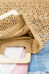 100% Straw Exterior Cotton Poly Lined Woven Oversized Tote Bag with Wood Handles | 17.5" x 15"