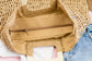 100% Straw Exterior Cotton Poly Lined Woven Oversized Tote Bag with Wood Handles | 17.5" x 15"
