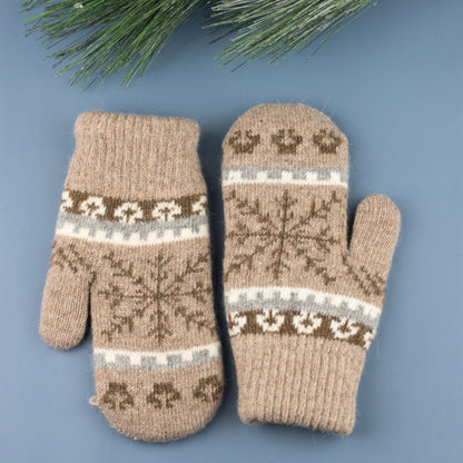 100% Soft Polyester Nordic Snowflake Mittens with Fuzzy Lining | One Size