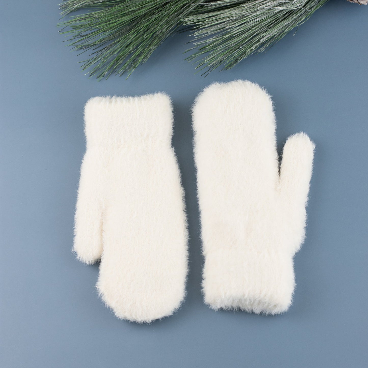 Plush Faux Fur Shell Fur Lined Mittens | 100% Soft Polyester | Black, Almond, Blush, Gray, Lavender, White