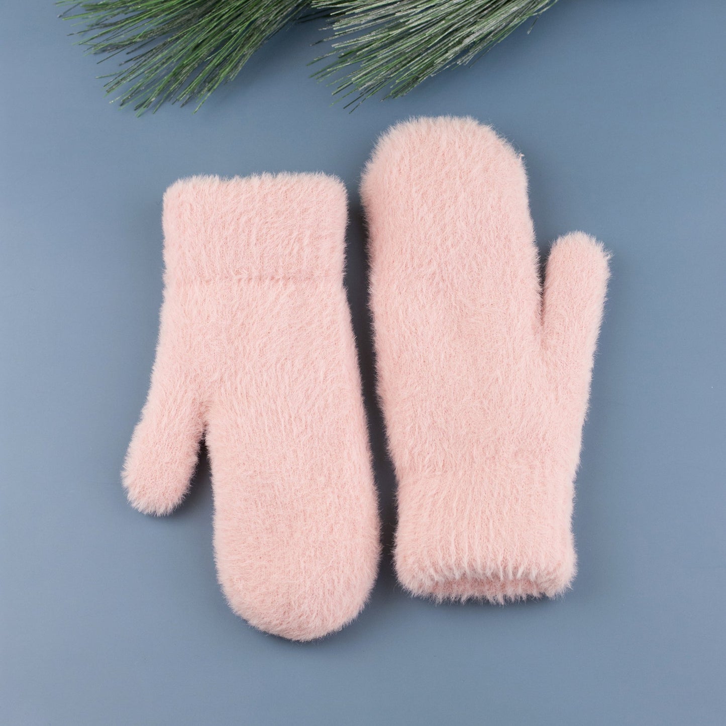 Plush Faux Fur Shell Fur Lined Mittens | 100% Soft Polyester | Black, Almond, Blush, Gray, Lavender, White
