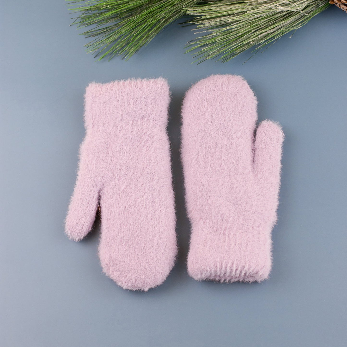 Plush Faux Fur Shell Fur Lined Mittens | 100% Soft Polyester | Black, Almond, Blush, Gray, Lavender, White
