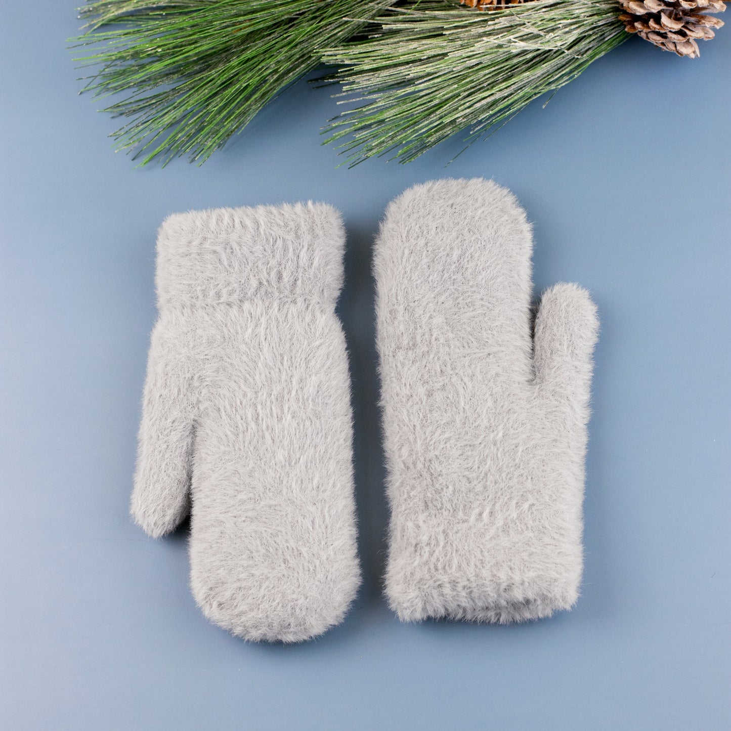 Plush Faux Fur Shell Fur Lined Mittens | 100% Soft Polyester | Black, Almond, Blush, Gray, Lavender, White