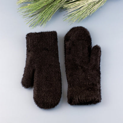 Plush Faux Fur Shell Fur Lined Mittens | 100% Soft Polyester | Black, Almond, Blush, Gray, Lavender, White