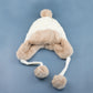 70% Polyester 30% Cotton Cable Weave Faux Fur Pom Braided Accent Trapper Hat | One Size