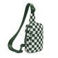 Kenzie Easy-Care Nylon Checkered Sling Crossbody Bag with Card Slots, Hidden Zip Pocket & Double Ring Clasps