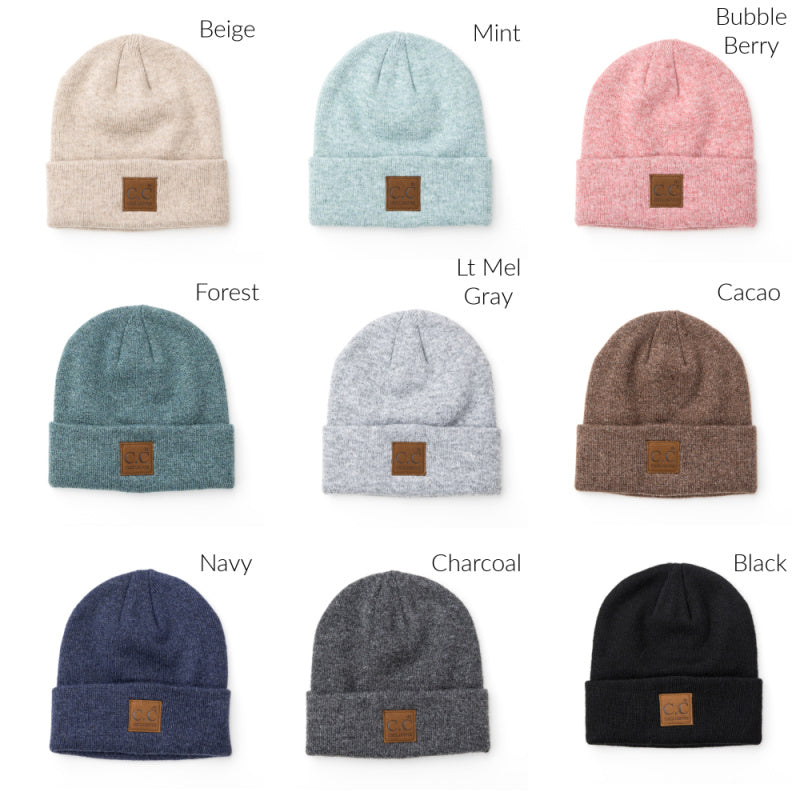 C.C® 97% Recycled Polyester Heathered Knit Fold-Over Cuff Boyfriend Beanie | One Size