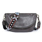 Callie Soft Vegan Leather Fold-Over Crossbody Sling Bag with Guitar Strap