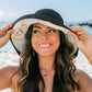 100% Polyester Floral Lined Foldable Button Accent Cargo Wide Brim Sun Hat | One Size