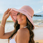 100% Polyester Floral Lined Foldable Button Accent Cargo Wide Brim Sun Hat | One Size