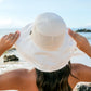 100% Polyester Floral Lined Foldable Button Accent Cargo Wide Brim Sun Hat | One Size