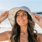 100% Polyester Floral Lined Foldable Button Accent Cargo Wide Brim Sun Hat | One Size