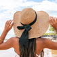 100% Breathable Straw Bow Accent Foldable Peasant Sunhat | One Size