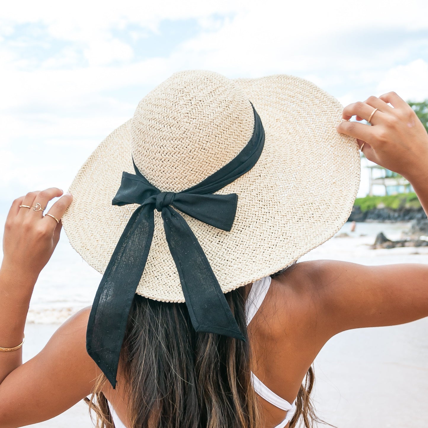 100% Breathable Straw Bow Accent Foldable Peasant Sunhat | One Size
