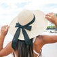 100% Breathable Straw Bow Accent Foldable Peasant Sunhat | One Size