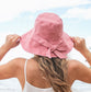 100% Polyester Reversible Houndstooth Lined Bow Accent Foldable Cargo Sun Hat | One Size