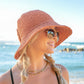 100% Straw Woven Foldable Bow Accent Wire Brim Wide Brim Sun Hat | One Size