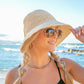 100% Straw Woven Foldable Bow Accent Wire Brim Wide Brim Sun Hat | One Size