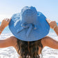100% Polyester Lightweight Foldable Bow Accent Extra Wide Brim Wire Brim Sun Hat | One Size