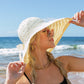 100% Polyester Lightweight Foldable Bow Accent Extra Wide Brim Wire Brim Sun Hat | One Size